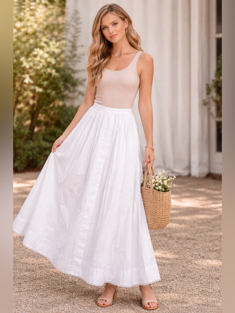 Zara Crisp White A-Line Skirt